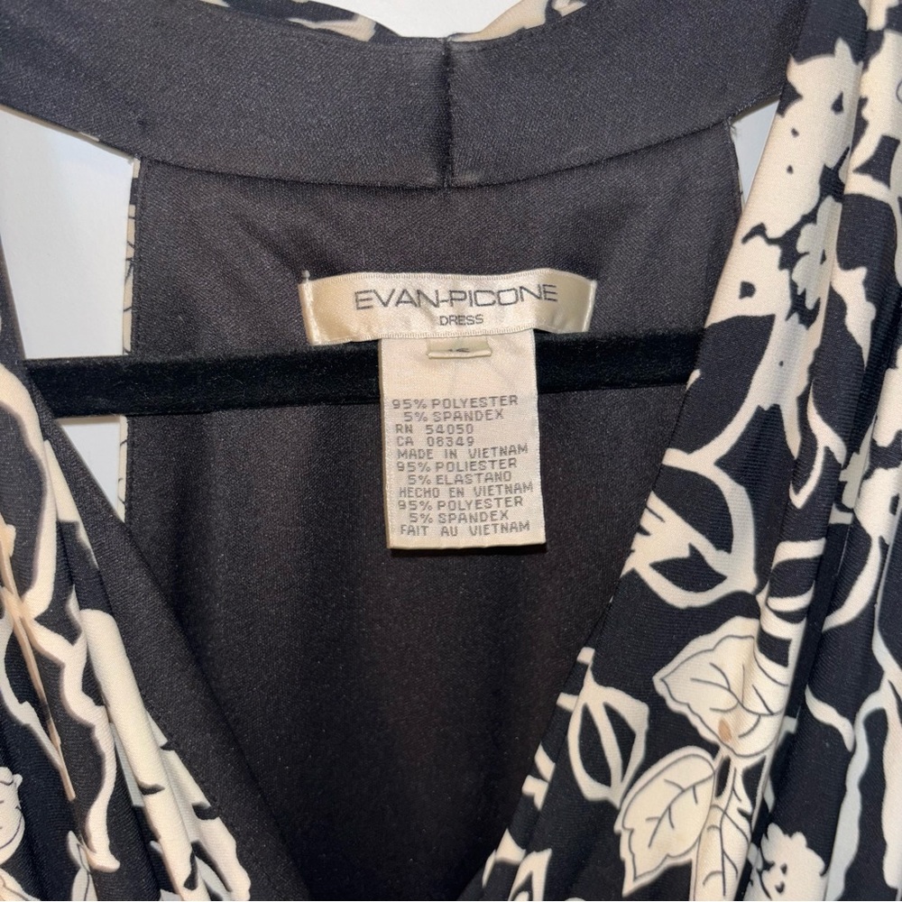 Evan Picone Black and White Floral Midi Dress - Picture 2 of 5